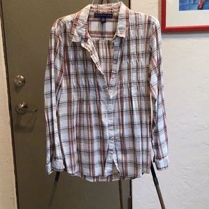 ❌❗️SOLD❌❗️Button Down Cream, pink and brown shirt